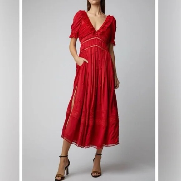 Self-Portrait Dresses & Skirts - Self Portrait
Plumetis Lace-Detailed Chiffon Midi dress/ size US10/ Color Red